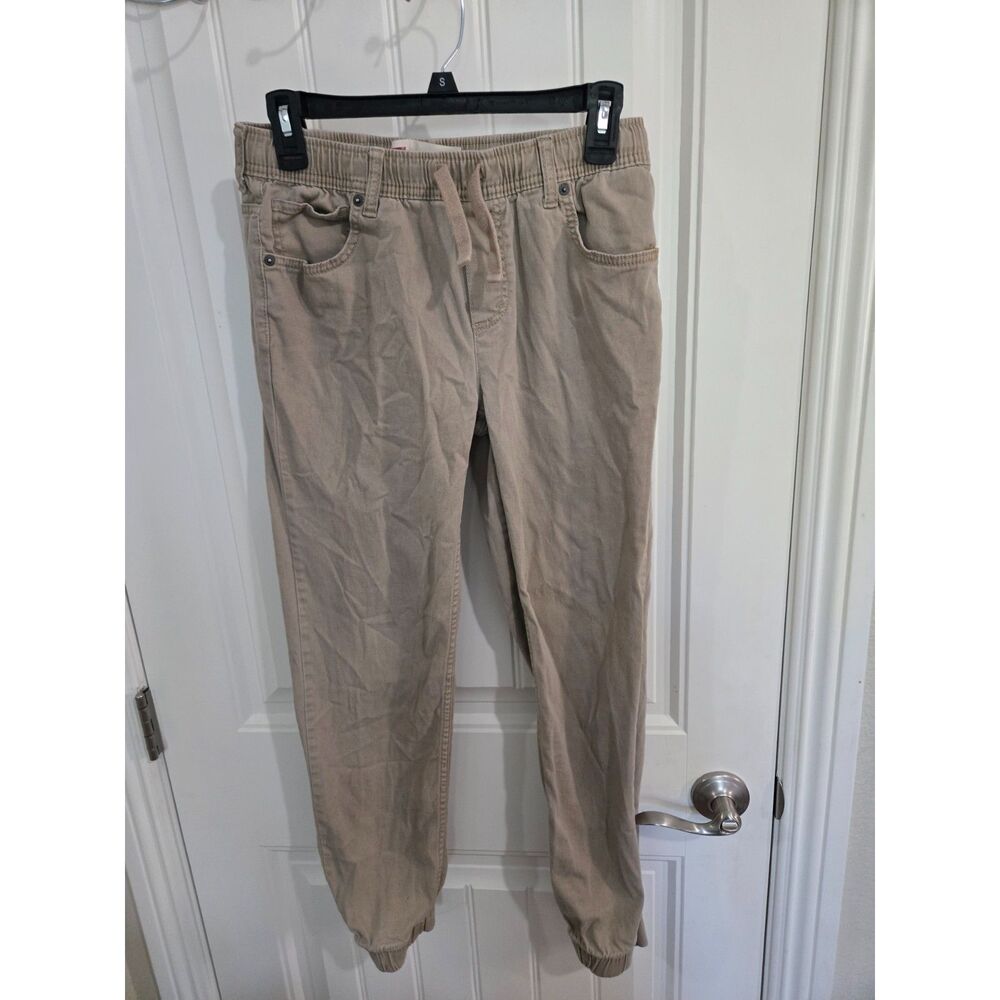 Levi’s Boys Youth Large 12-13 Jogger Pants Tan Khaki Stretch Elastic Waist